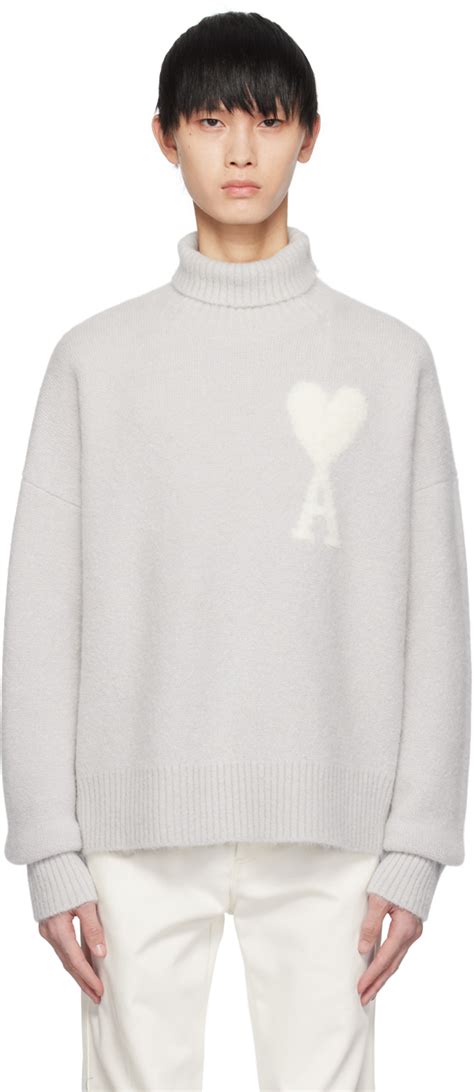 Gray Ami de Cœur Cloudy Turtleneck by AMI Paris on Sale