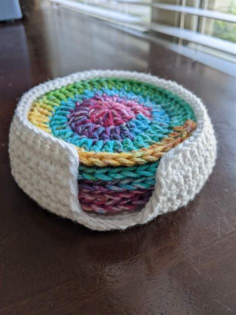 Crochet Coaster And Coaster Holder Pattern Crochet Coaster Pattern