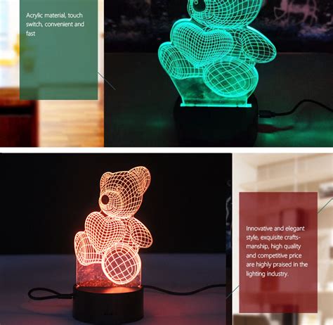 Customized Pattern Bear Lamp 3d Illusionholiday Ttable Lamp For