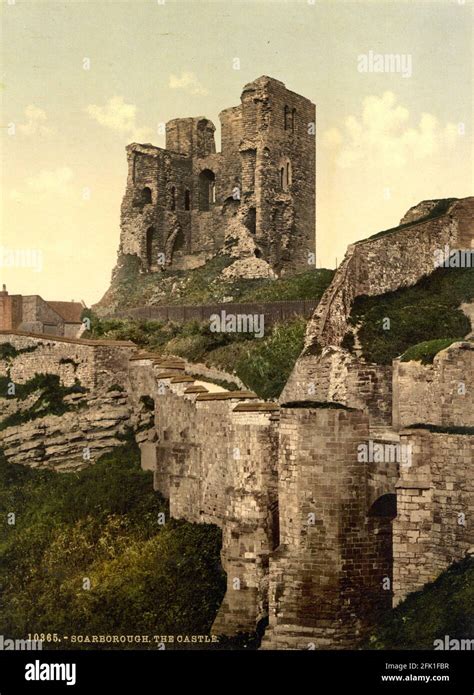 Scarborough Castle Yorkshire Circa 1890 1900 Stock Photo Alamy