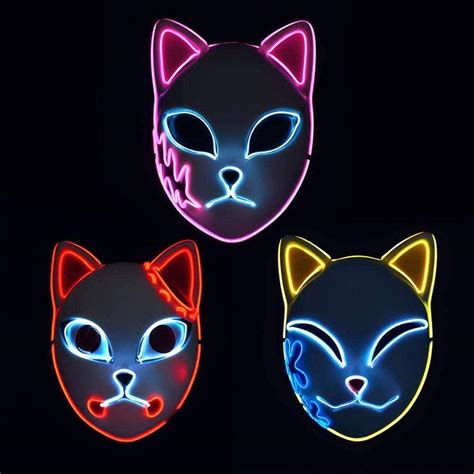 Demon Slayer Mask Led Halloween Mask Japanese Anime Demon Slayer Mask Cosplay Masks Halloween