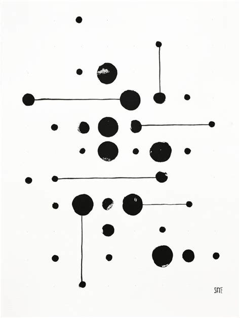 Black And White Artwork With Dots On The Bottom Lines Running Through It In Different Directions