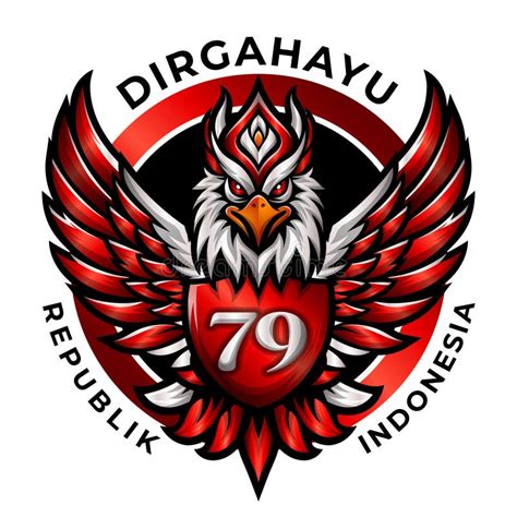 Dirgahayu Republik Indonesia Ke 79 Vector Logo With Garuda Mascot Stock