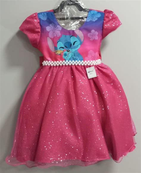 Vestido Infantil Da Lilo E Stitch Pink Glitter Festas Elo