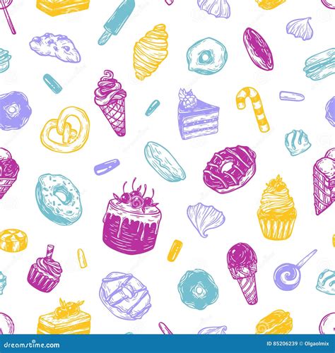 Vector Sweets Pattern Stock Vector Illustration Of Drawing 85206239