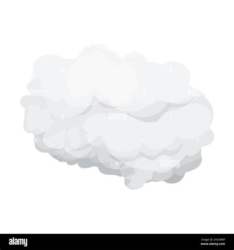 Grey Cloud Smoke Or Fog In Cartoon Style Isolated On White Background