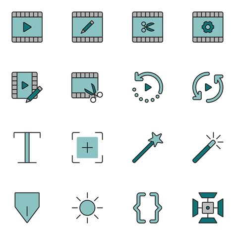 Video Editing Filled Line Icon Set 12752114 Vector Art at Vecteezy