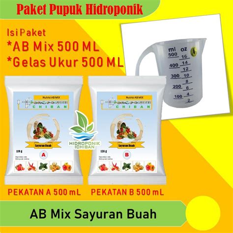 Jual Paket Pupuk Hidroponik Nutrisi Ab Mix Sayuran Buah Dan Gelas Ukur