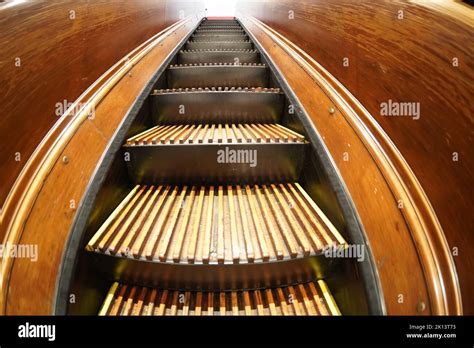 old antique wooden escalator in new york city mall Stock Photo - Alamy