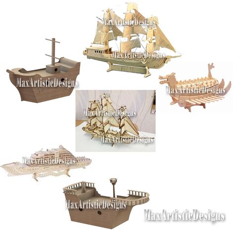 Pack Of Ships And Boats With Laser Cutting For Pantograph Cnc