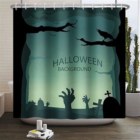 Uiiooazy Halloween Background Shower Curtains For Bathroom Spooky