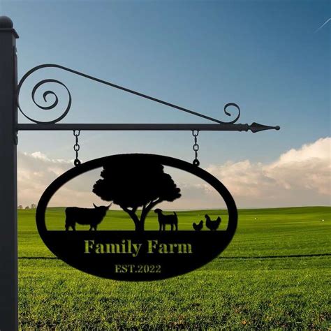 Personalized Metal Farm Sign Outdoor Farm Decor with Chicken, Cow, Barn ...