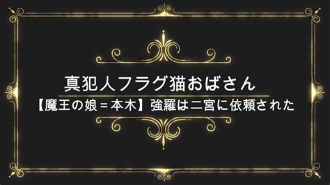 真犯人フラグ猫おばさん【魔王の娘＝本木】強羅は二宮に依頼された Anser