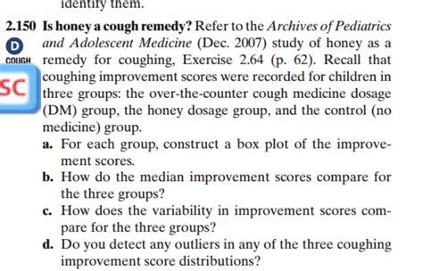 Solved 50 Is honey a cough remedy? Refer to the Archives of | Chegg.com