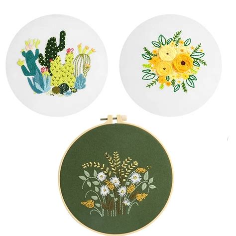 Kit Pentru Broderie Nuodwell Piese Cu Modele De Flori Si Plante