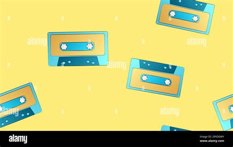 Seamless Pattern Of Retro Old Hipster Musical Audio Cassettes Texture