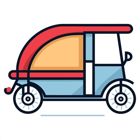 Premium Vector Rickshaw Flat Icon Outline In The Style Of Simple Vector