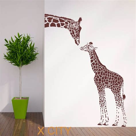 GIRAFFE AND BABY African Animal Wall Sticker Vinyl Art Decal Window ...