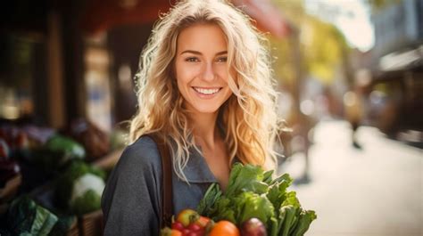 Premium AI Image | Woman shopping on street market