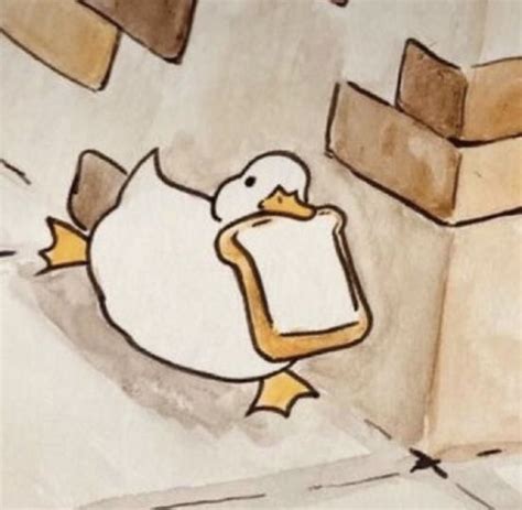 A Drawing Of A Duck On The Side Of A Building Next To Some Bricks And Boxes