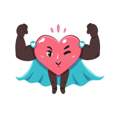 Cartoon Healthy Heart Character With Superhero Cape Stock Illustration