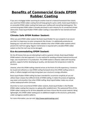 Benefits of Commercial Grade EPDM Rubber Coating by Lillian Quintero - Issuu