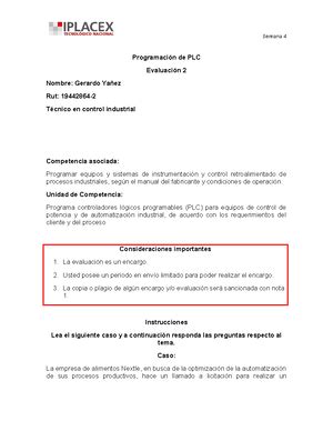 Examen Final plc PROGRAMACIÓN DE PLC EXAMEN FINAL Instrucciones