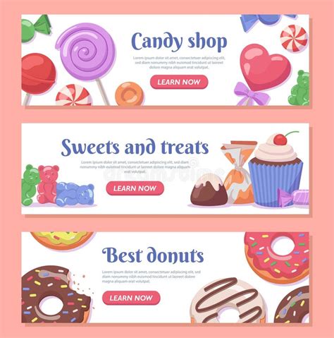 Banners With Sweets Set Stock Vector Illustration Of Snack 283568928