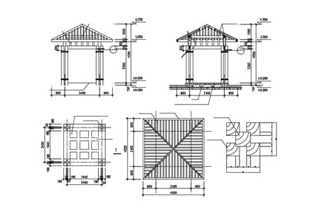 Gazebo Design Plan And Elevation Cad Drawing Cadbull