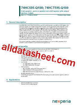 74HC595D Q100 Datasheet PDF Nexperia B V All Rights Reserved