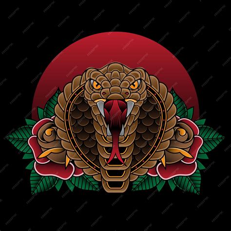 Traditional king cobra head tattoo | Premium AI-generated vector