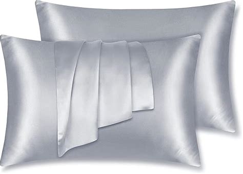 Lulusilk Silk Pillow Cases Pack With Hidden Zipper Silvergrey