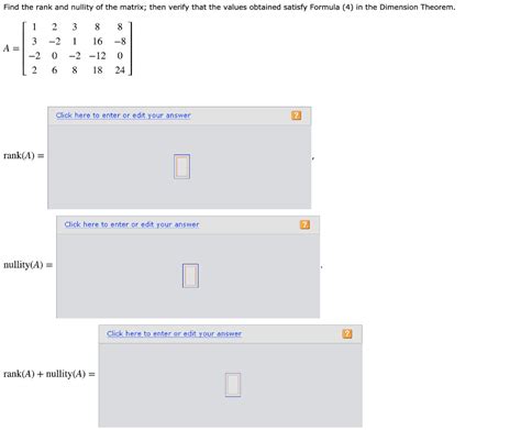 Solved Find The Rank And Nullity Of The Matrix Then Verify Chegg