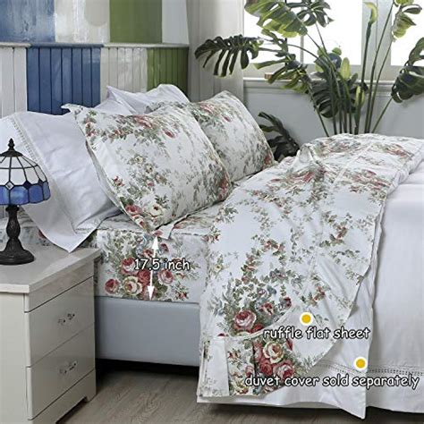 Fadfay Floral Sheets Full Cotton Flower Bed Sheets Shabby Vintage Chic