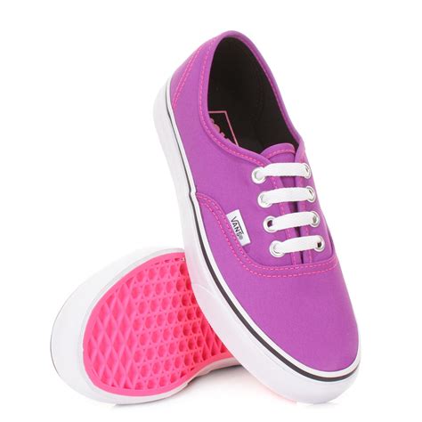 Womens Vans Authentic Neon Purple True White Canvas Trainers Shoes Size 3 8 Ebay