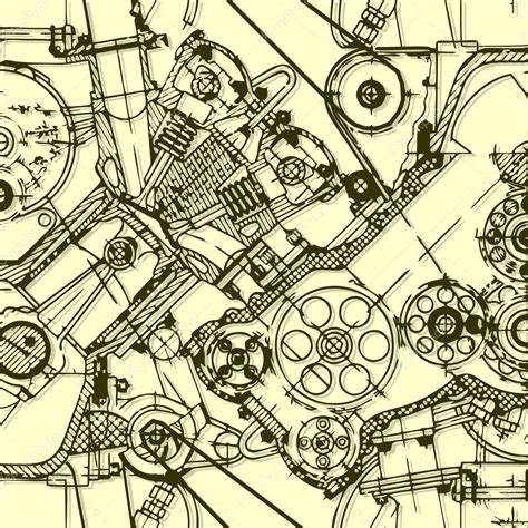 drawing engine seamless pattern background stock vector image