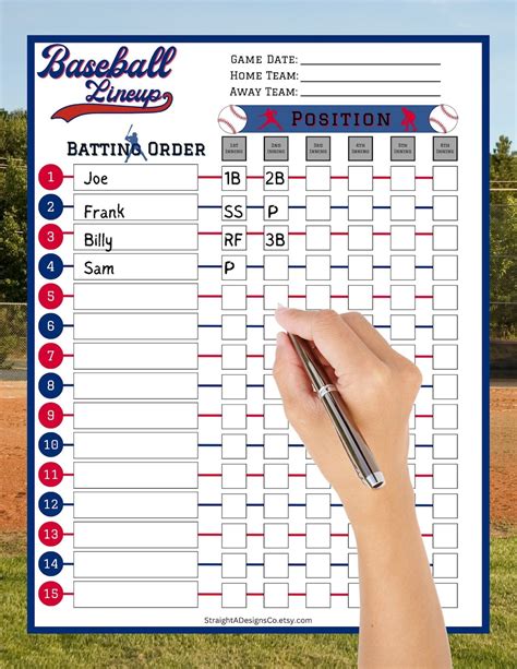 Printable Baseball Lineup Card Baseball Position Board Baseball Coach ...