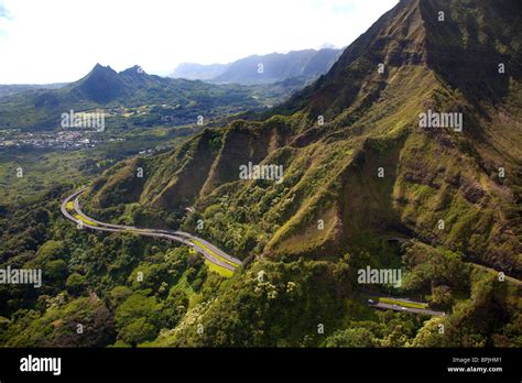 Pali Highway Koolau Mountains Oahu Hawaii Stock Photo Alamy