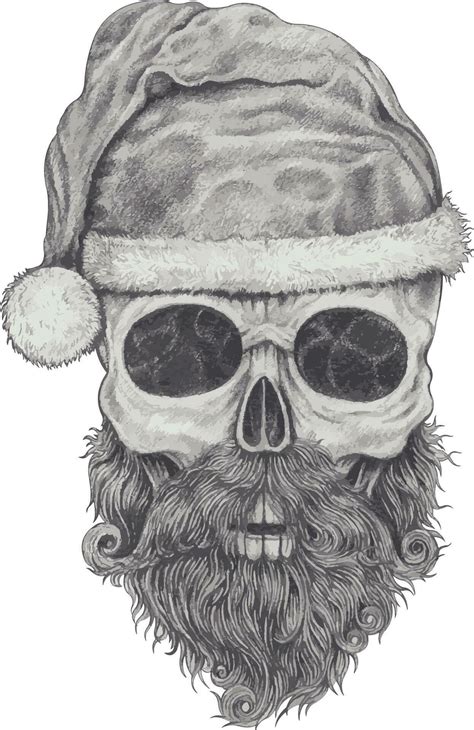 Art Fancy Surreal Santa Claus Skull Hand Drawing And Make Graphic