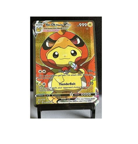 Pikachu Vcos Cosplay Ho Oh Holo Custom Made Pokemon Card Etsy