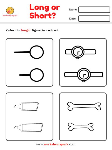 Long And Short Worksheets Coloring Pages Pdf