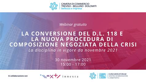 La Composizione Negoziata Della Crisi Webinar Con Cciaa Treviso Belluno Consimp