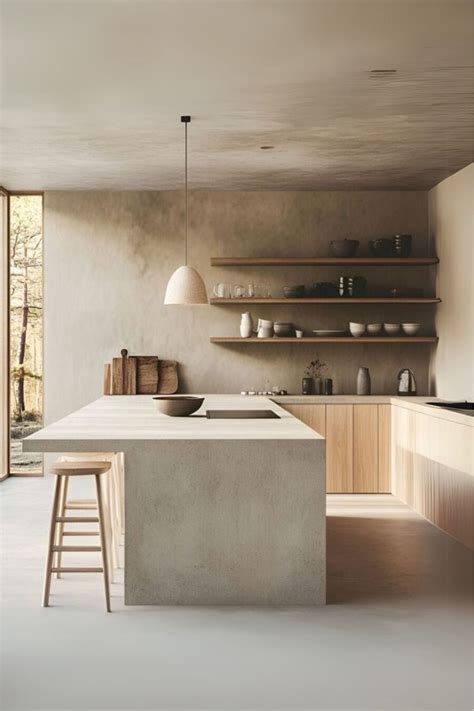 natural wood  concrete kitchens lighting  concrete concrete