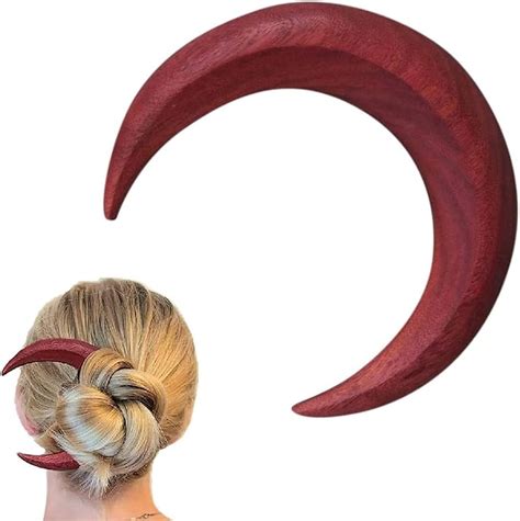 Hand Carved Half Moon Hair Fork Wooden Crescent Moon Hair Clip Moon