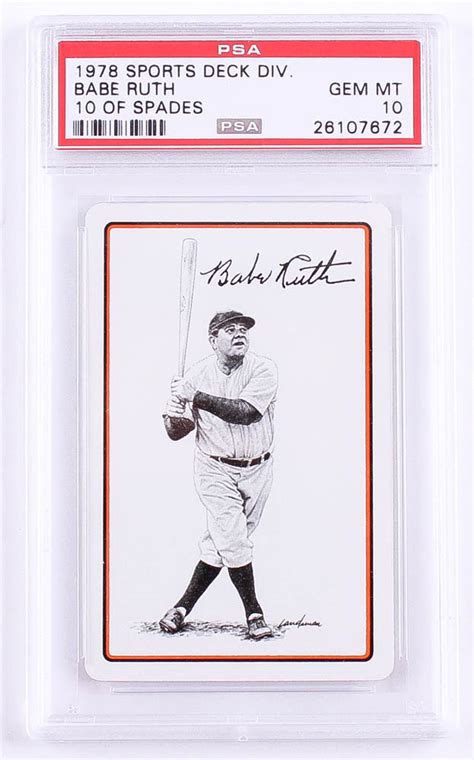 Babe Ruth 1978 Landsman Playing Cards NNO PSA 10 Pristine Auction
