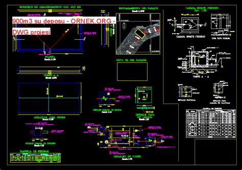 Proje Sitesi 900m3 Su Deposu Autocad Projesi