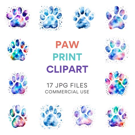 Paw Print Clip Art, Dog Paw Clipart, Instant Download Digital Clip Art ...