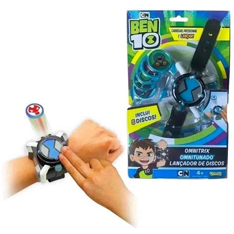 Brinquedo Relógio Omnitrix Lançador de Discos Ben 10 Omnitunado