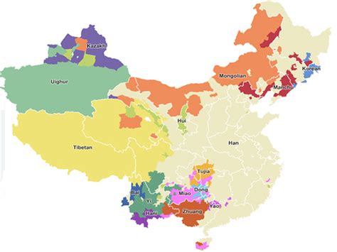 The ethnic groups of China on a map. - Maps on the Web