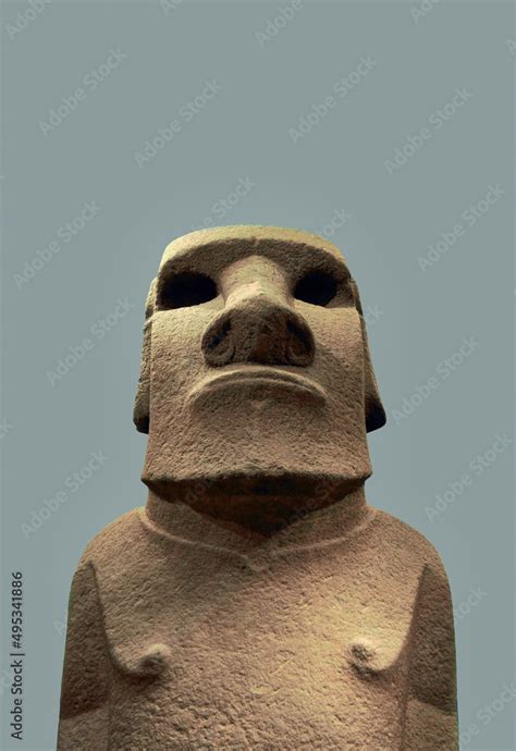 Easter Island Rapa Nui Moai Stone Statue Of Hoa Hakananaia Now In